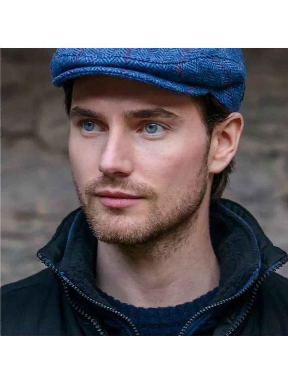 Mucros Trinity Flat Cap Wool Gray Herringbone Size Small